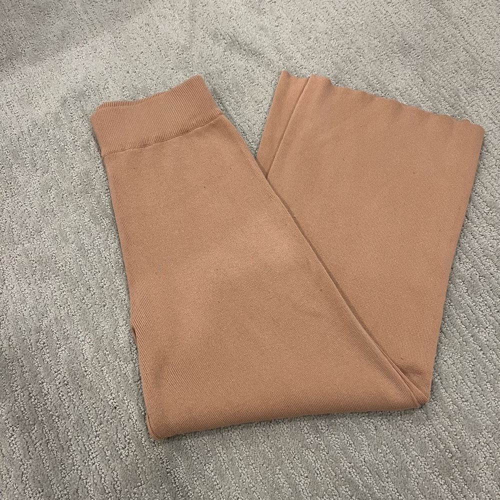 Women’s Tan Knit Wide Leg Pants